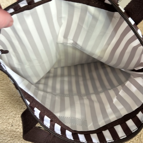 Henri Bendel Brown/White Striped Nylon Packable Back Pack - Picture 5 of 8
